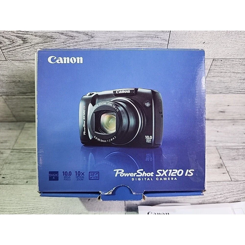 CANON PowerShot SX120 IS Compact Digital Camera 10MP 10x Zoom w/ Original Box